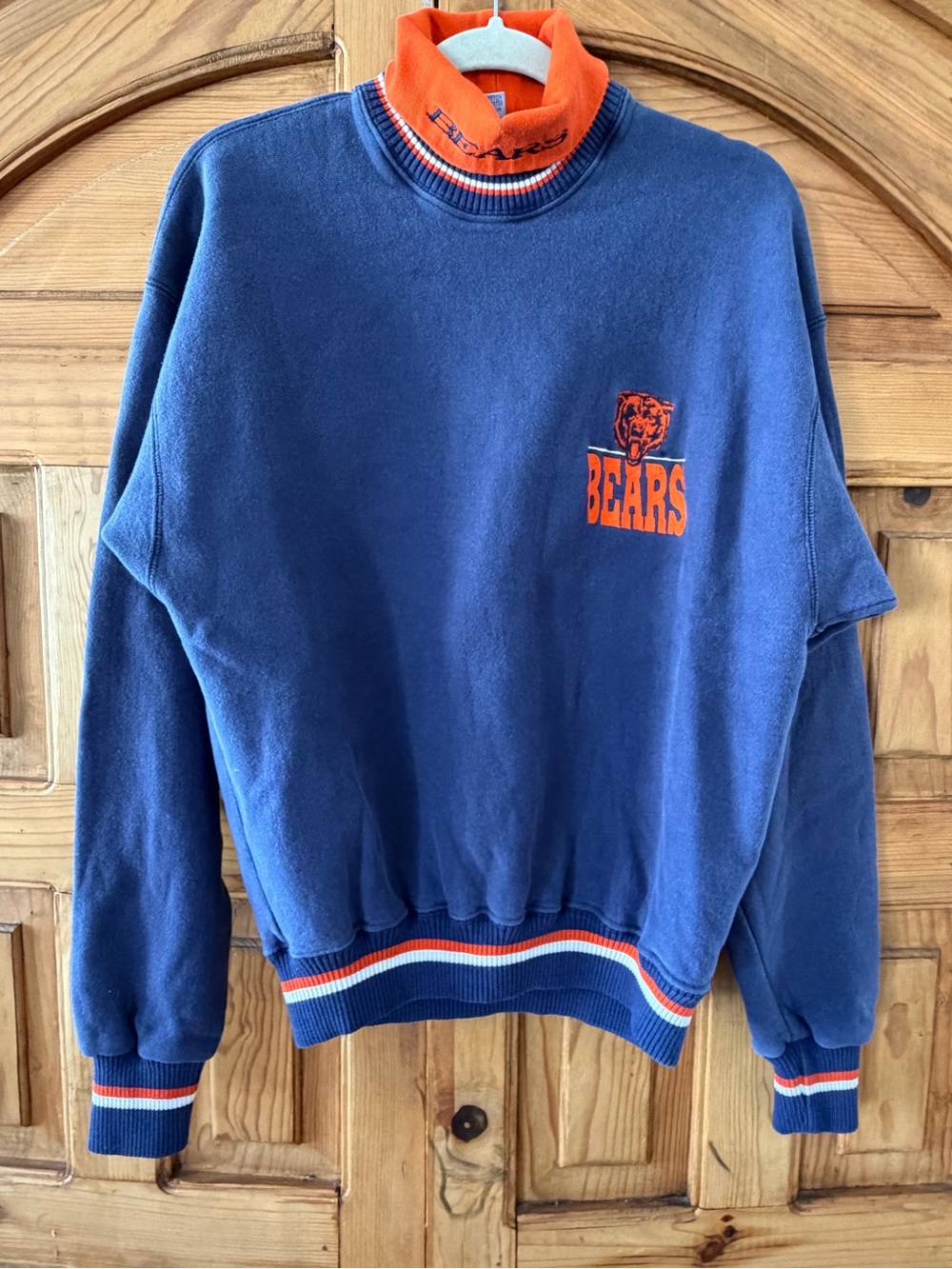 Vintage Chicago Bears Navy Sweatshirt w/Orange Turtleneck Built-in, Embroidered